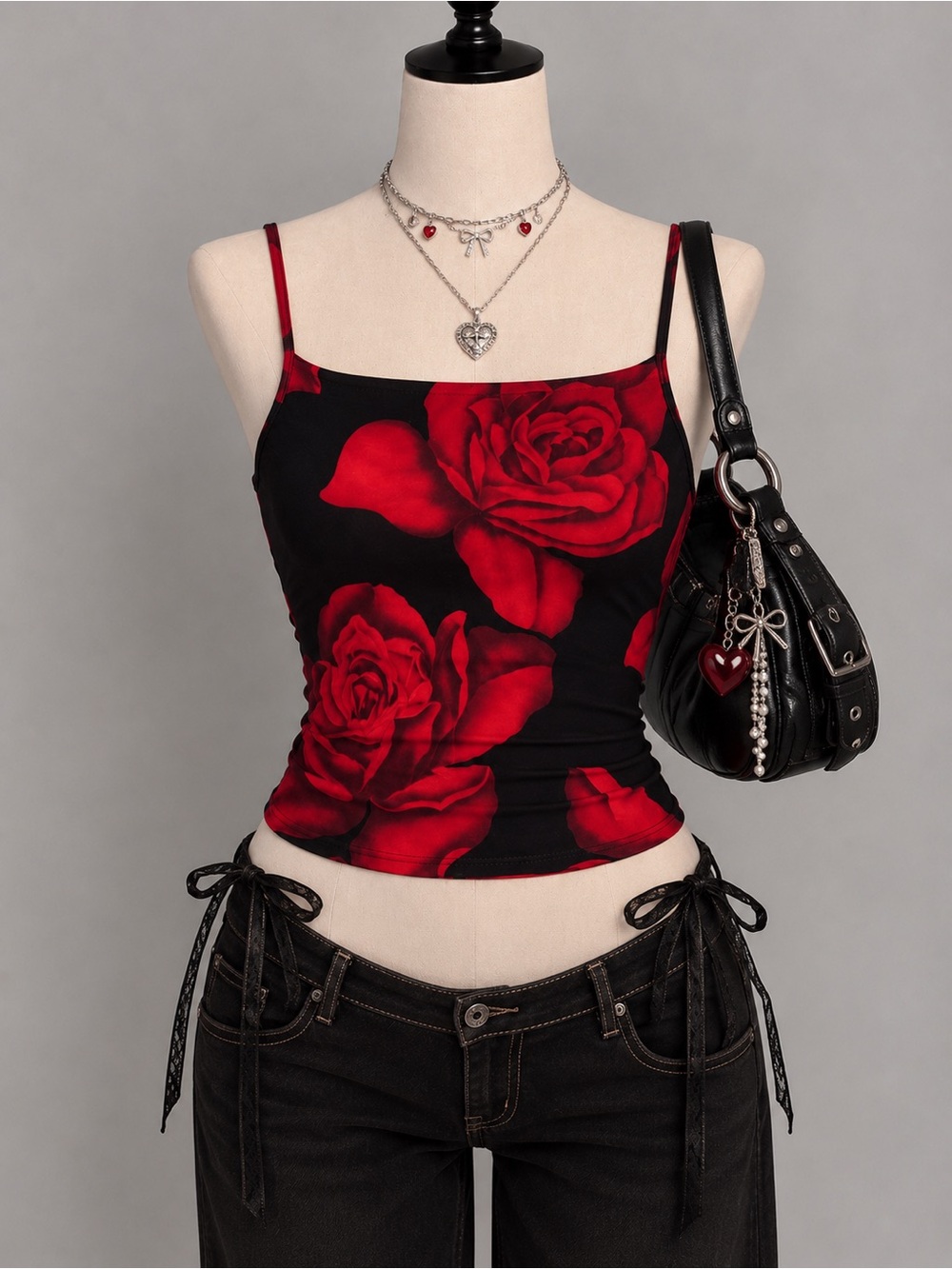 Rose Cowl Back Tank Top